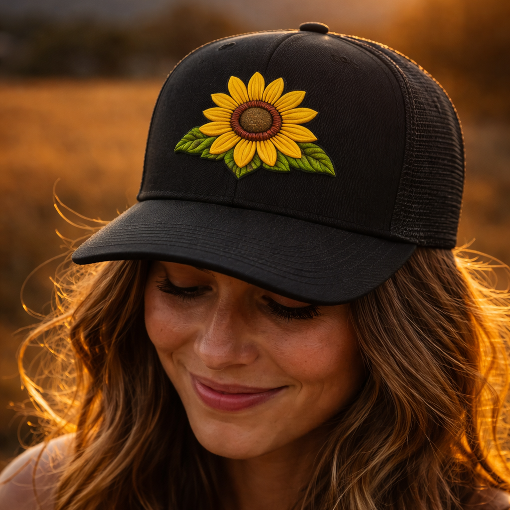 Black Sunflower Trucker Hat