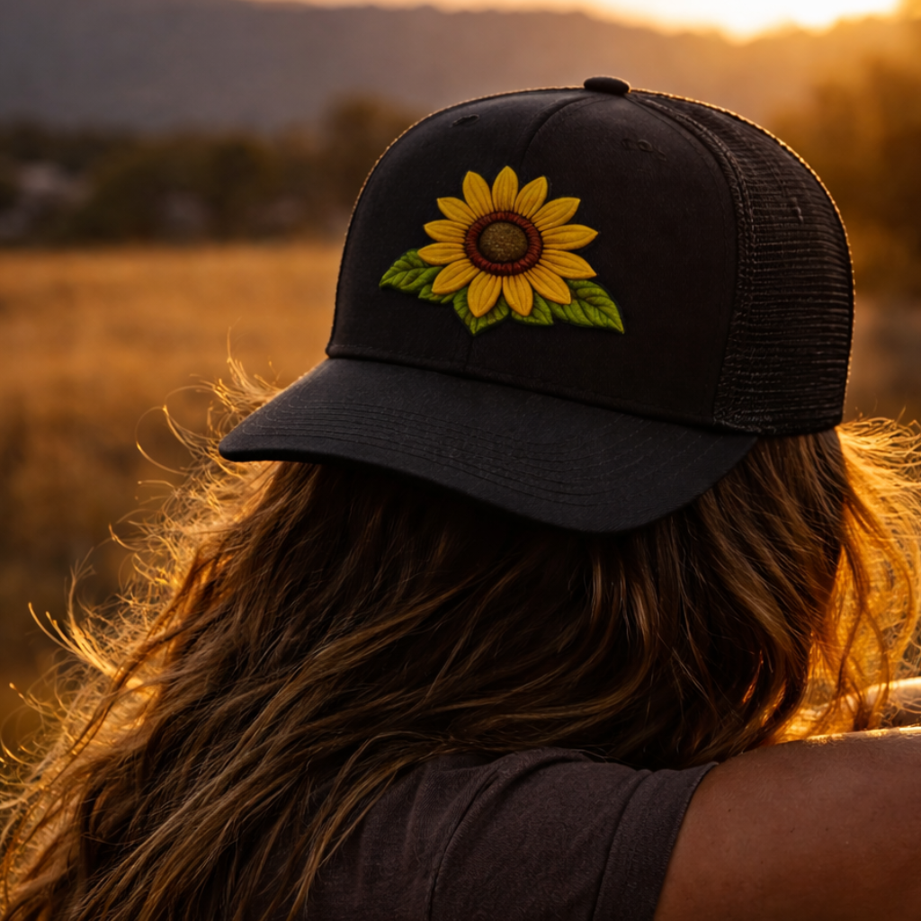 Black Sunflower Trucker Hat